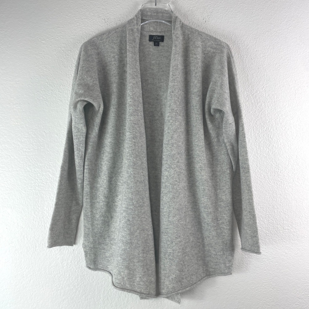 J.Crew Open Front Cardigan Women XS Gray 100% Cashmere Quiet Luxury Preppy Soft
